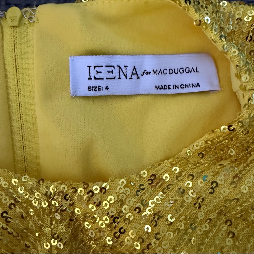 Mac Duggal Yellow Gold Sequin Cutout Twist Sheath Dress 4 Graduation Wedding - Picture 6 of 14